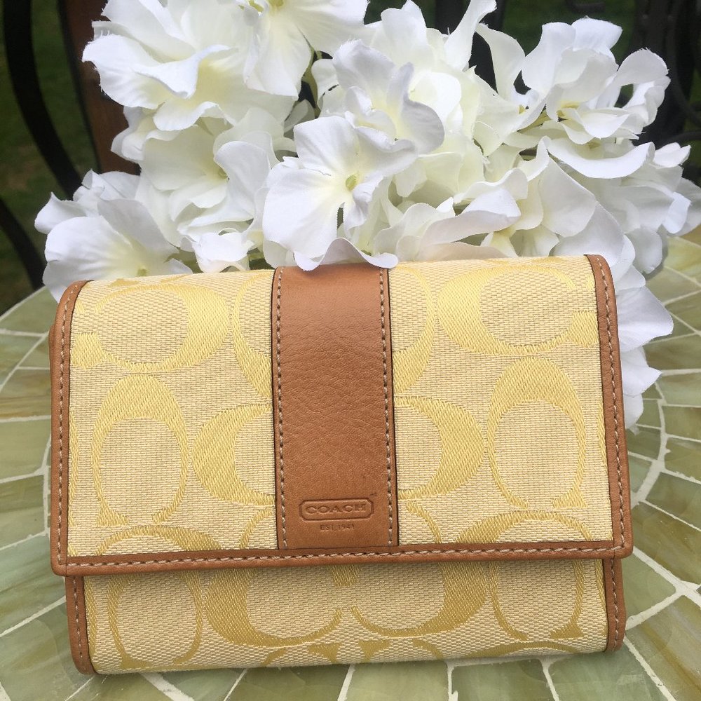 Coach Signature Yellow Canvas/Leather Wallet